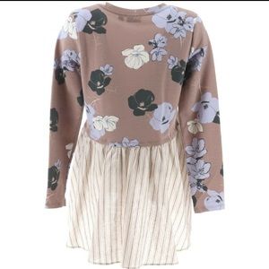 LOGO By Lori Goldstein Terry Top with Woven Back